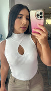 Ivory Key Hole Ribbed Top