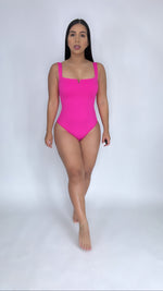 Square Neckline Fuchsia Slimming Bodysuit