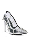 Diamante Clear High Heel Cage Pumps