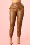 Camel pu Cargo Pants