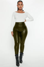 High Waist Fleeced Faux Leather Leggings