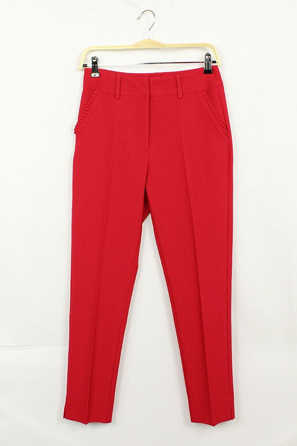 Solid Cinched Detail Pocket Pants