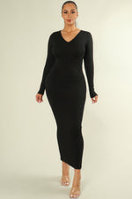 Black Ribbed Bodycon Dress