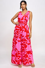 Pink Red Wide Leg Jumpsuit