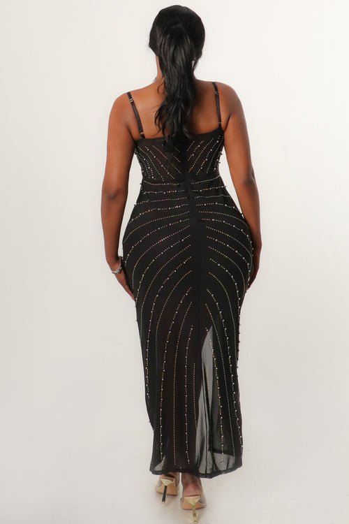 Rhinestone Embellished Maxi Dress