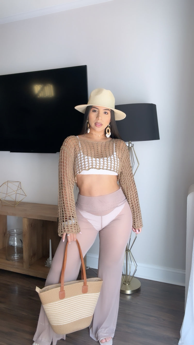 Nude High Waist Mesh Pants