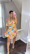 Peach Multicolor Mini Dress