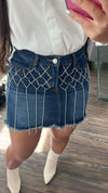 Rhinestones Denim Skirt