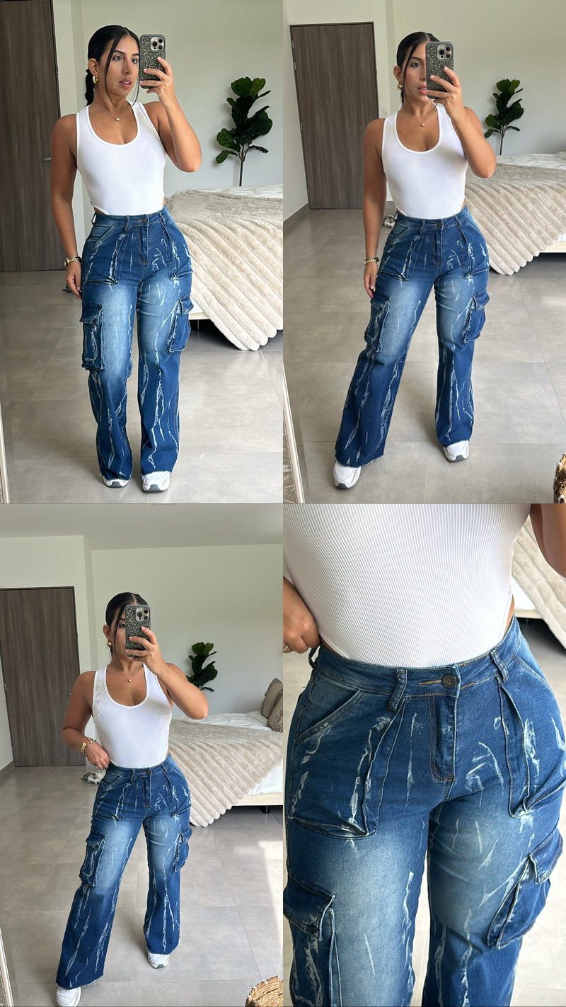 Hight Waist Cargo Jean