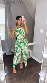 Green Floral Two Piece Set