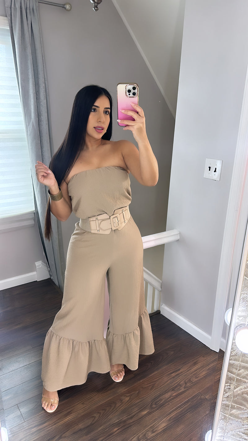 Taupe Tube Jumpsuit