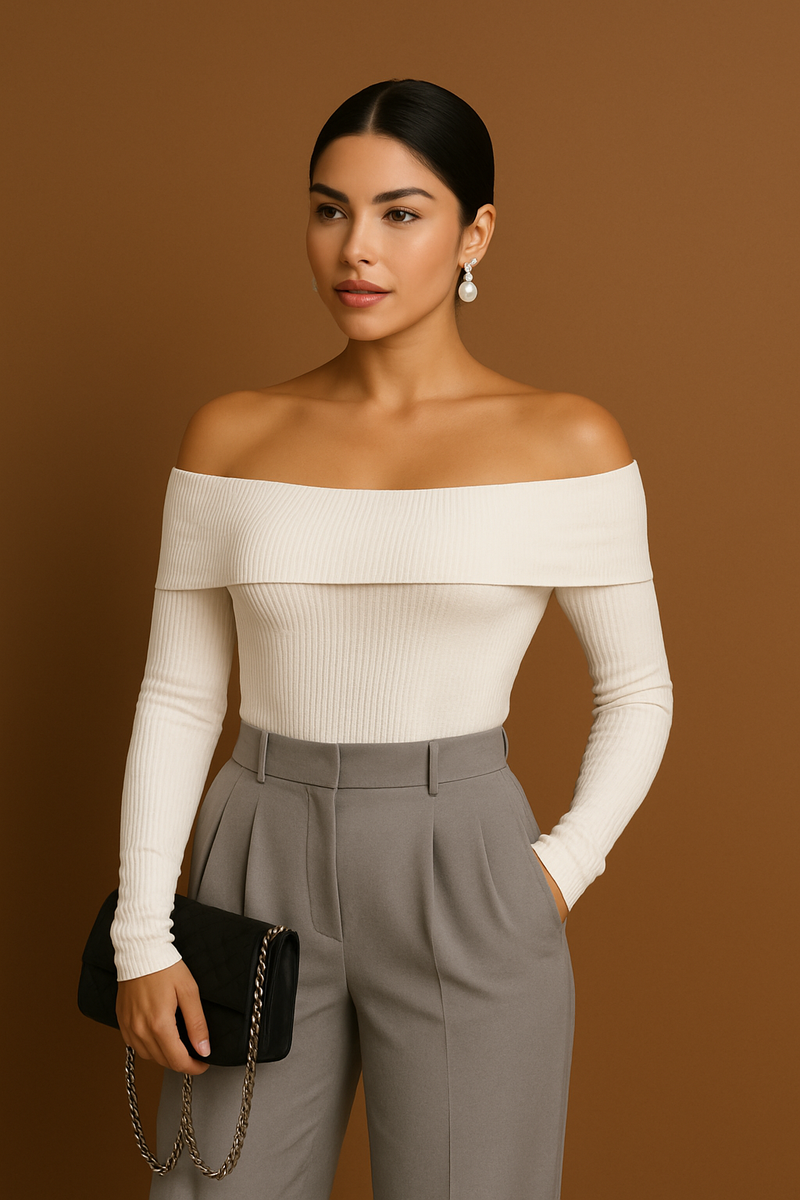 Ribbed White Long Sleeve top