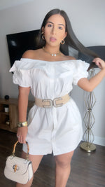 White Ruffle Off Shoulder Dress