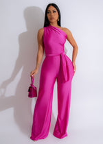 One Shoulder Hot Pink Jumpsuit