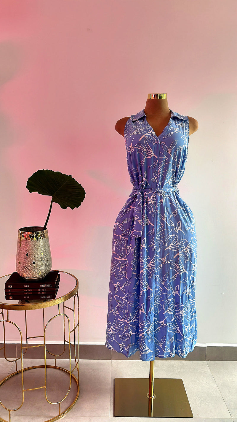 Cinthy Baby Blue Floral Dress