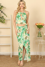 Green Floral Two Piece Set