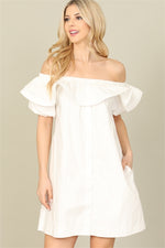 White Ruffle Off Shoulder Dress