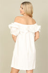 White Ruffle Off Shoulder Dress