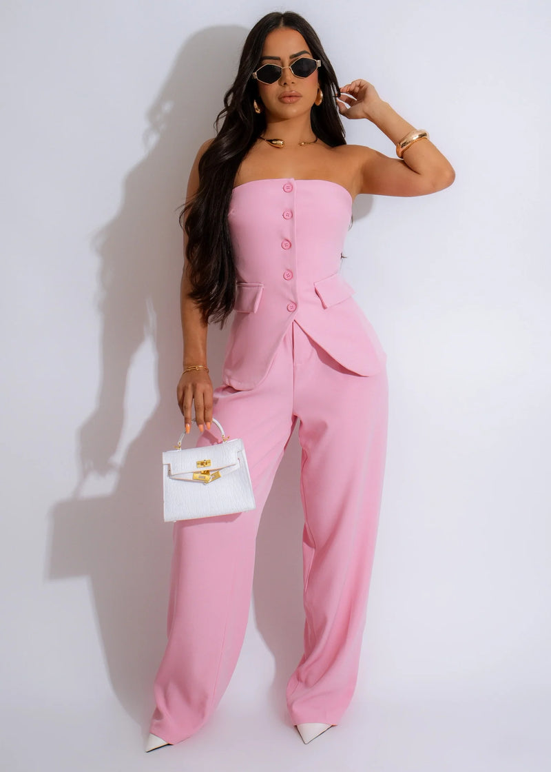 Tube Top and Wide Leg Trousers Set