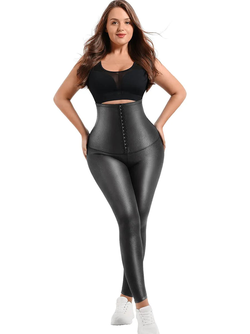 Corset Leggings Leather Effect