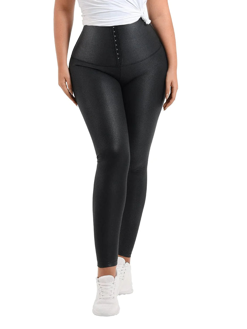 Corset Leggings Leather Effect