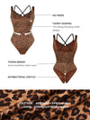 Animal Print T-Back Waist and Abdomen Shaping Bodysuit