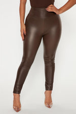 High Waist Fleeced Faux Leather Leggings