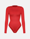Red Round Neck Slimming Red Bodysuit