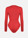 Red Round Neck Slimming Red Bodysuit