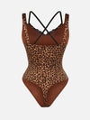 Animal Print T-Back Waist and Abdomen Shaping Bodysuit