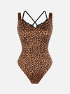 Animal Print T-Back Waist and Abdomen Shaping Bodysuit