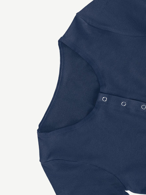 Seamless Dark Blue Long Sleeve Bodysuit