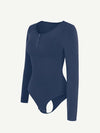 Seamless Dark Blue Long Sleeve Bodysuit