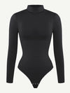 Gray Turtle Neck Long Sleeve Bodysuit