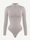 Gray Turtle Neck Long Sleeve Bodysuit