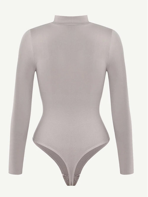 Gray Turtle Neck Long Sleeve Bodysuit