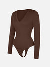 Dark Brown Waist Shaping Tummy Control Seamless Bodysuit