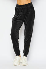 Solid Velour Drawstring Jogger Pants