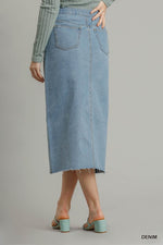 Asymmetrical Front Split Denim Skirt