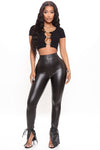 Tie Down Faux Leather Pants