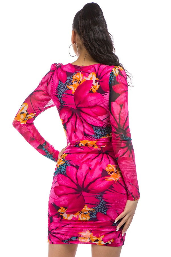 Floral Rouched Bodyscon Dress