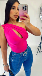 One shoulder Pink Top