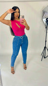 One shoulder Pink Top