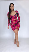 Floral Rouched Bodyscon Dress