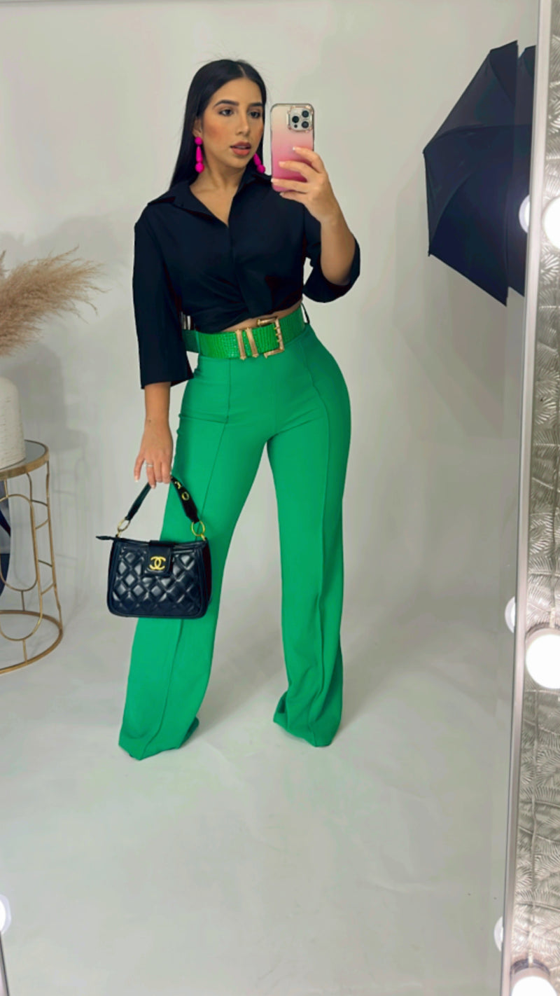 Green High Waist Pants