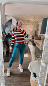 Navy Red Stripes Sweater