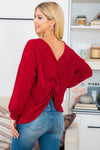 Red Twisted Back Sweater